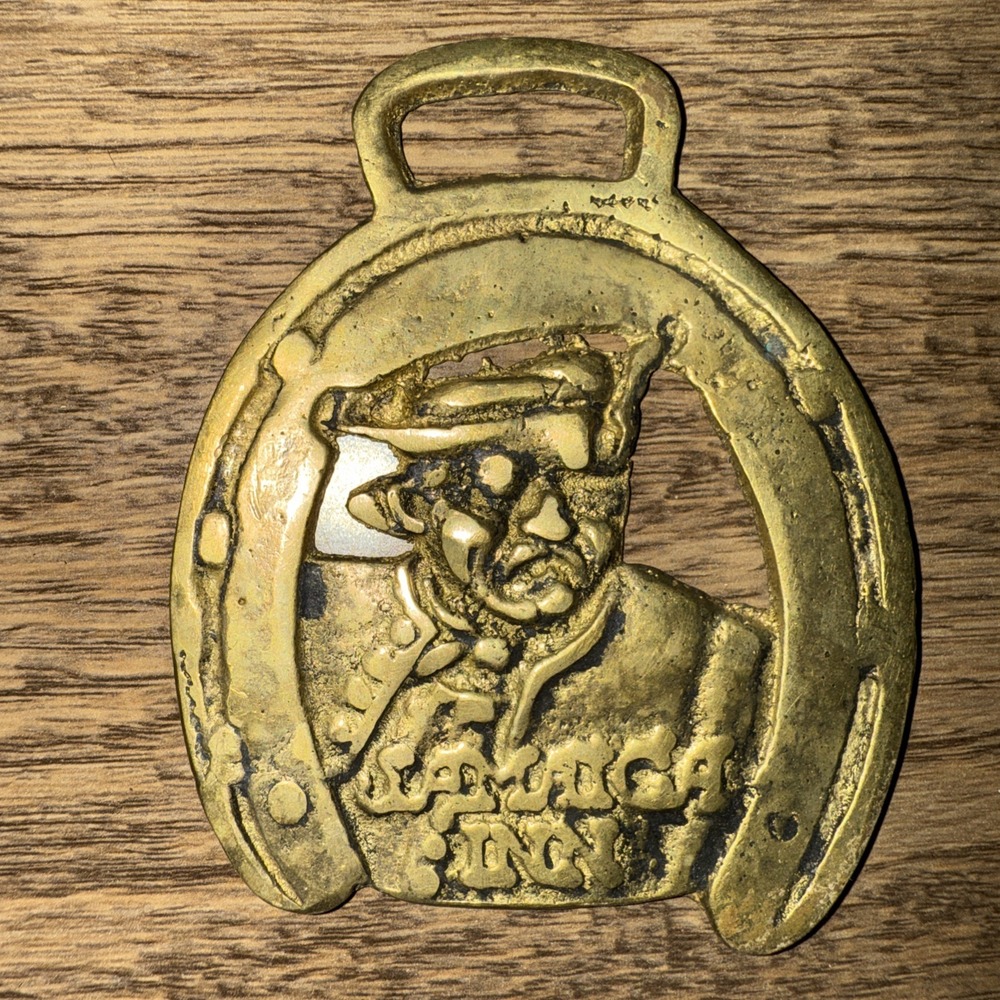Vintage Brass Horse Harness Medallion Jamaica Inn Pirate Horseshoe